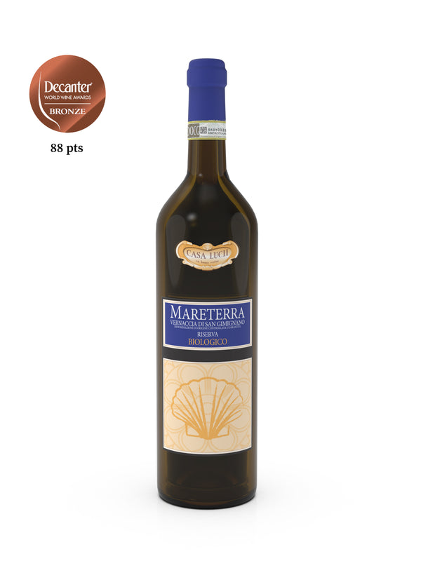 Italian Tuscan Organic White Wine Vernaccia of San Gimignano Reserve Mareterra 2015 Casa Lucii